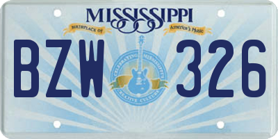 MS license plate BZW326
