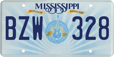 MS license plate BZW328