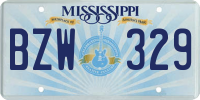 MS license plate BZW329