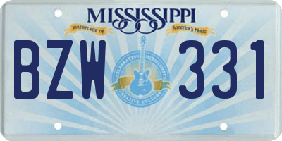 MS license plate BZW331
