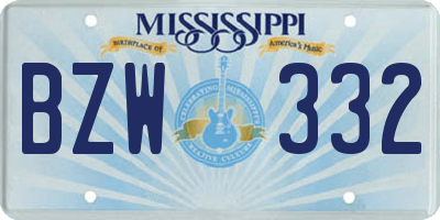 MS license plate BZW332