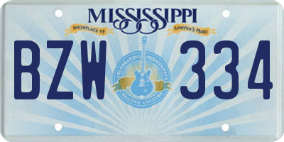 MS license plate BZW334