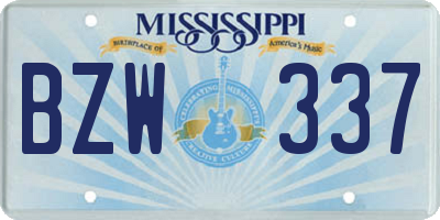 MS license plate BZW337
