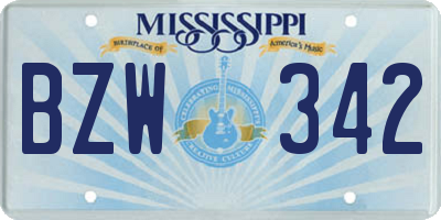 MS license plate BZW342