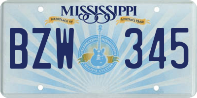 MS license plate BZW345