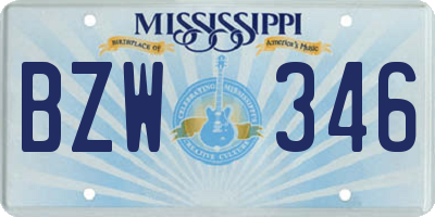 MS license plate BZW346