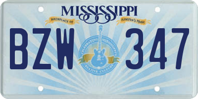 MS license plate BZW347