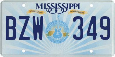 MS license plate BZW349