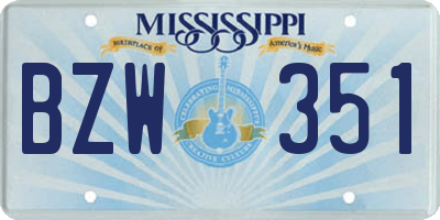 MS license plate BZW351