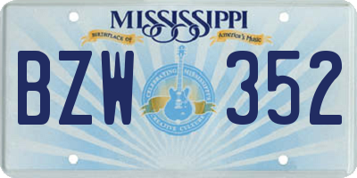 MS license plate BZW352