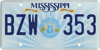 MS license plate BZW353