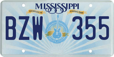 MS license plate BZW355