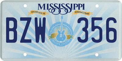 MS license plate BZW356