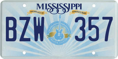 MS license plate BZW357