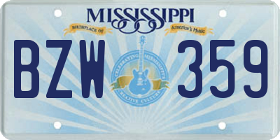 MS license plate BZW359