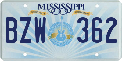 MS license plate BZW362