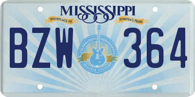 MS license plate BZW364