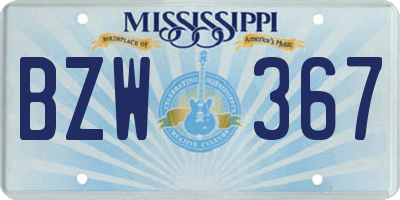 MS license plate BZW367
