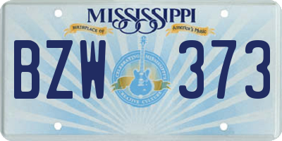 MS license plate BZW373