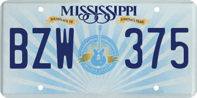 MS license plate BZW375