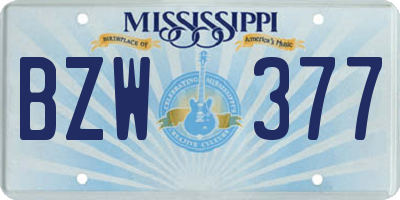 MS license plate BZW377