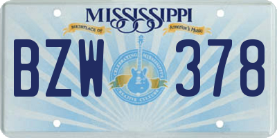 MS license plate BZW378