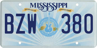 MS license plate BZW380
