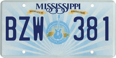 MS license plate BZW381