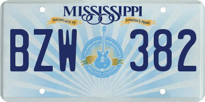 MS license plate BZW382