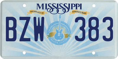 MS license plate BZW383