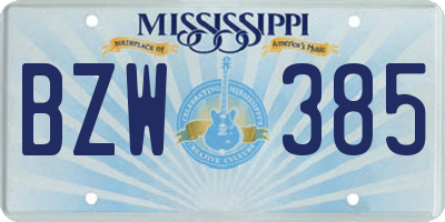MS license plate BZW385
