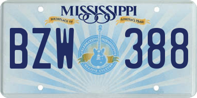 MS license plate BZW388
