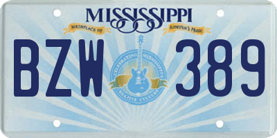 MS license plate BZW389