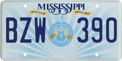MS license plate BZW390