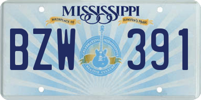MS license plate BZW391