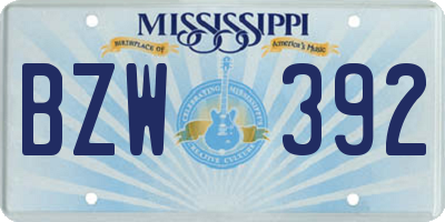 MS license plate BZW392