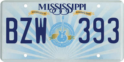 MS license plate BZW393