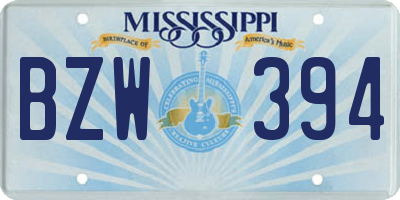 MS license plate BZW394
