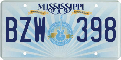 MS license plate BZW398