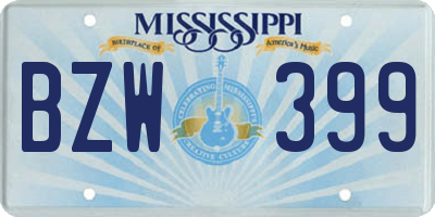 MS license plate BZW399