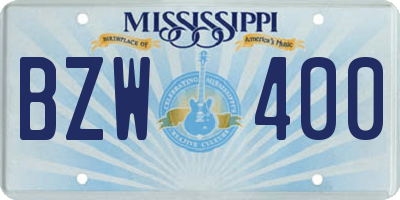 MS license plate BZW400