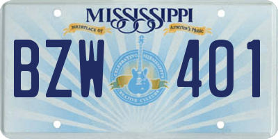 MS license plate BZW401
