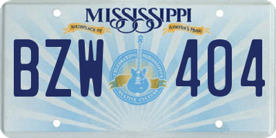 MS license plate BZW404