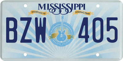 MS license plate BZW405