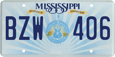 MS license plate BZW406