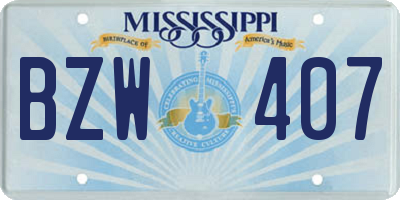 MS license plate BZW407