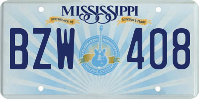 MS license plate BZW408