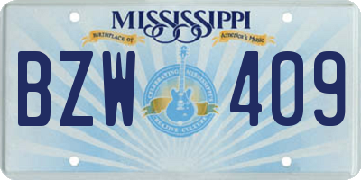 MS license plate BZW409