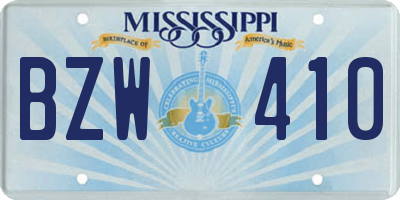MS license plate BZW410