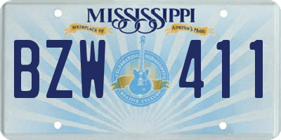 MS license plate BZW411
